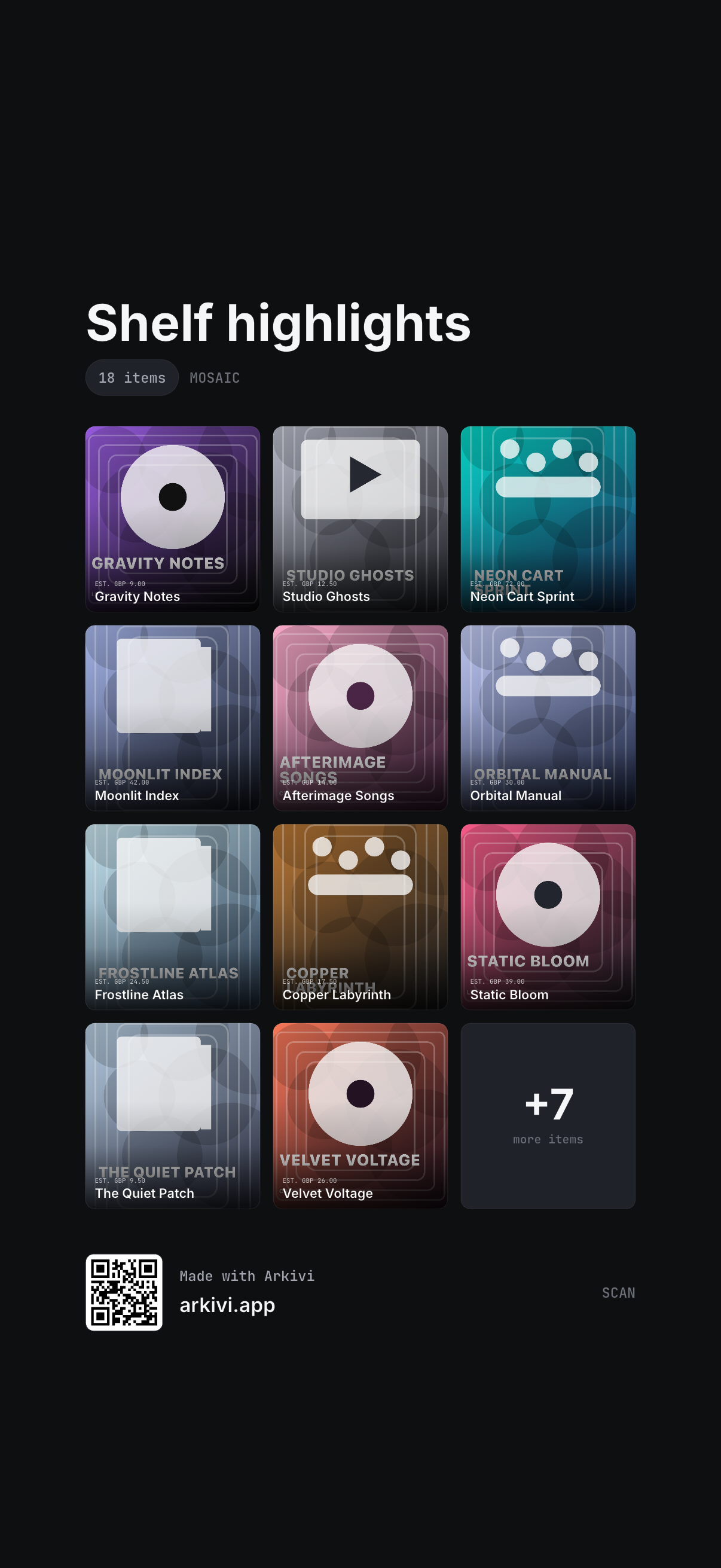 Arkivi share shelf screenshot